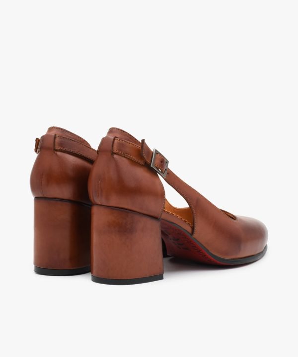 کفش چرم زنانه کد E65 - رنگ قهوه‌ای - عکس چهارم